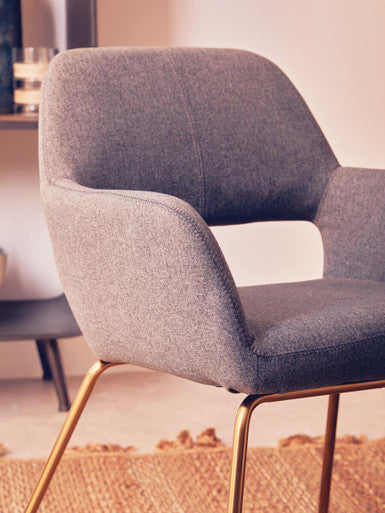 Orsina Stockholm Grey and Gold Dining Chair | Modern Sculpted Seating