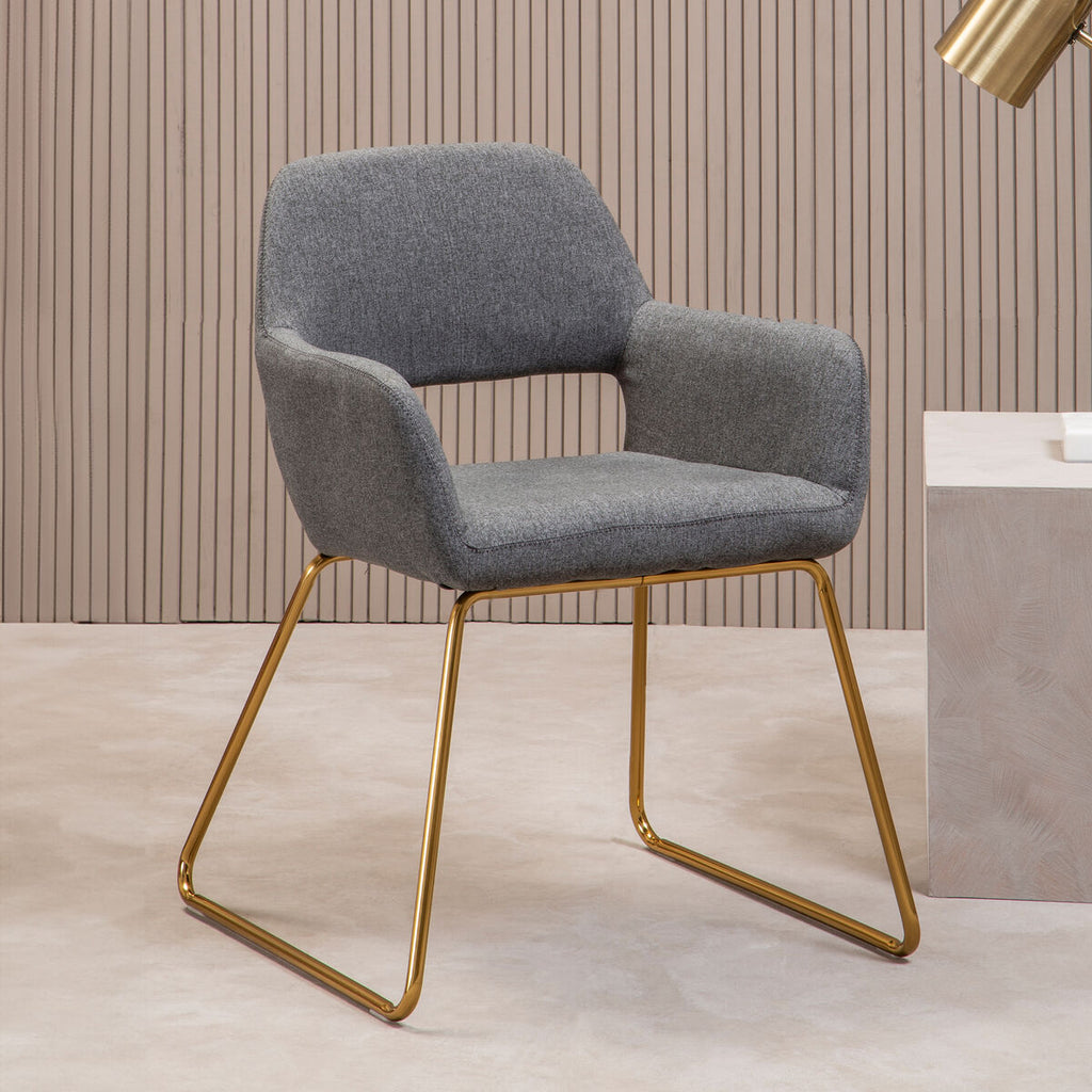 Orsina Stockholm Grey and Gold Dining Chair | Modern Sculpted Seating