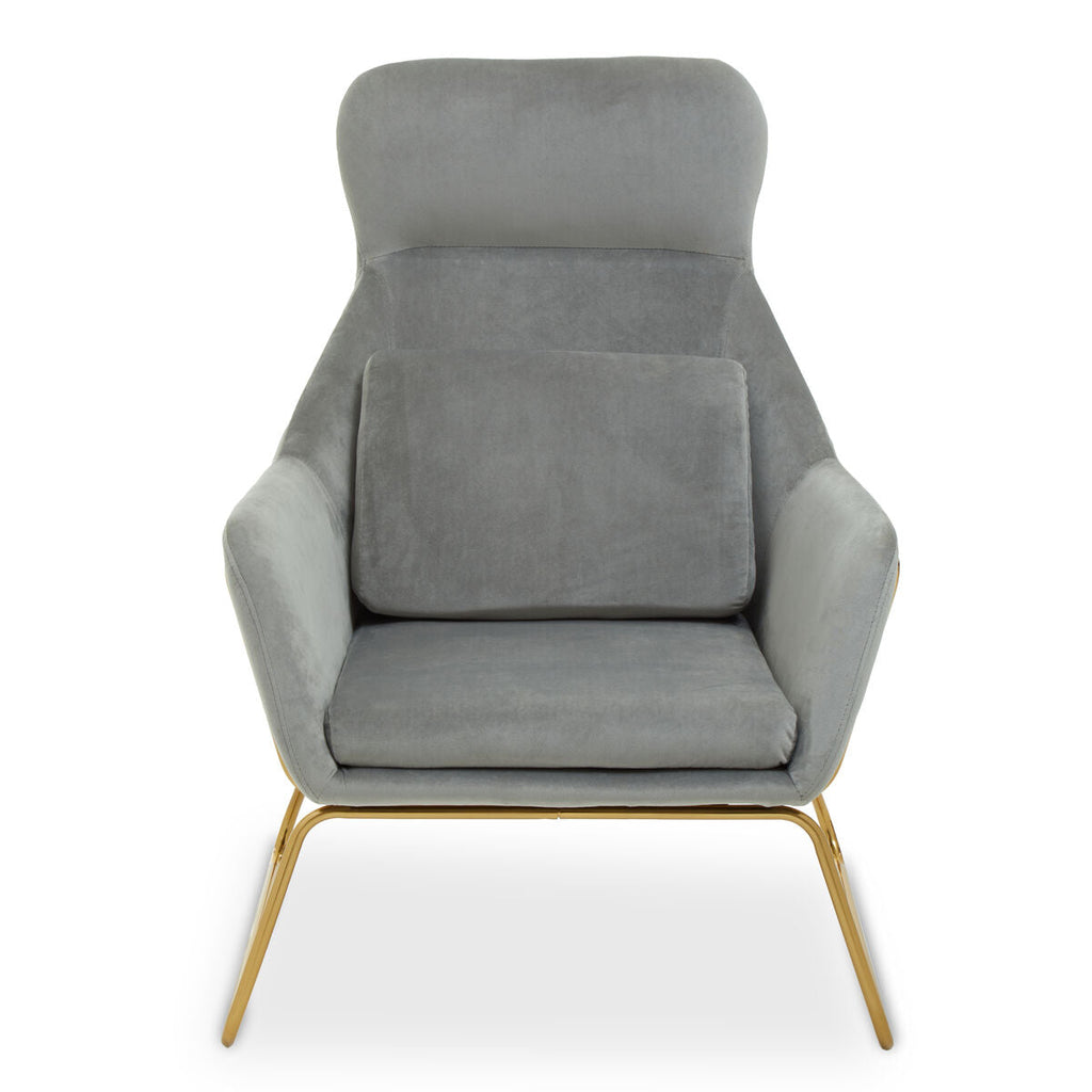 Orsina Stockholm Grey Velvet Armchair with Gold Base – Modern Accent Chair