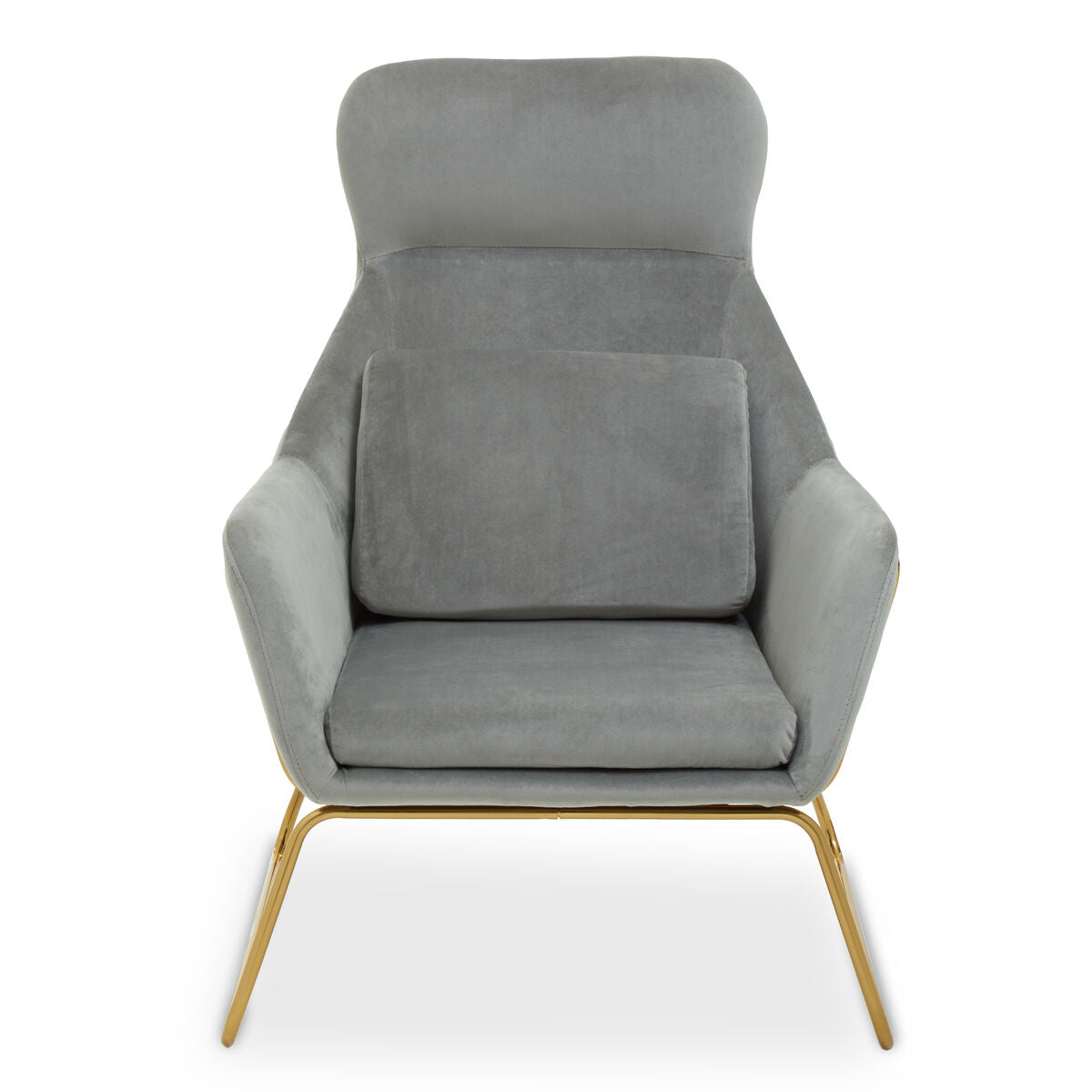 Orsina Stockholm Grey Velvet Armchair with Gold Base – Modern Accent Chair