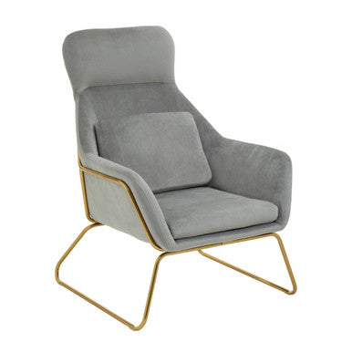 Orsina Stockholm Grey Velvet Armchair with Gold Base – Modern Accent Chair