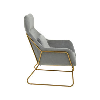 Orsina Stockholm Grey Velvet Armchair with Gold Base – Modern Accent Chair