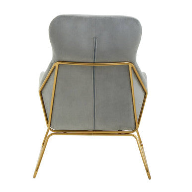 Orsina Stockholm Grey Velvet Armchair with Gold Base – Modern Accent Chair