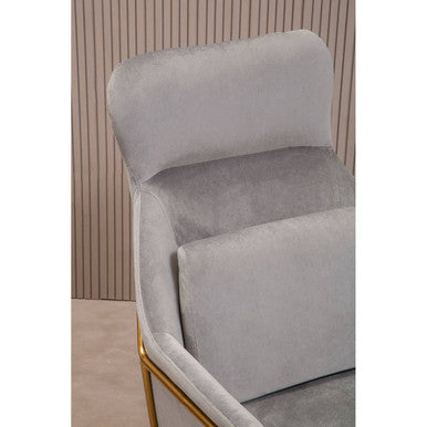 Orsina Stockholm Grey Velvet Armchair with Gold Base – Modern Accent Chair