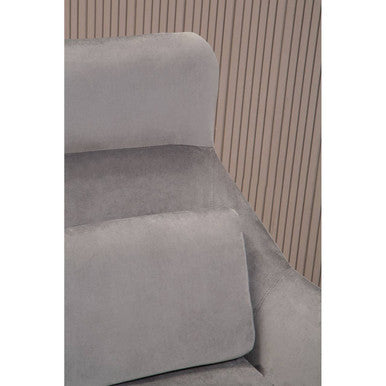 Orsina Stockholm Grey Velvet Armchair with Gold Base – Modern Accent Chair