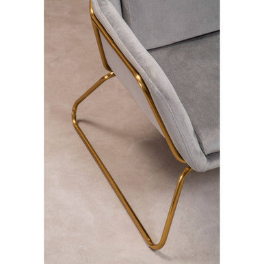 Orsina Stockholm Grey Velvet Armchair with Gold Base – Modern Accent Chair