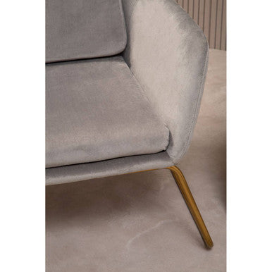 Orsina Stockholm Grey Velvet Armchair with Gold Base – Modern Accent Chair