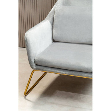 Orsina Stockholm Grey Velvet Armchair with Gold Base – Modern Accent Chair