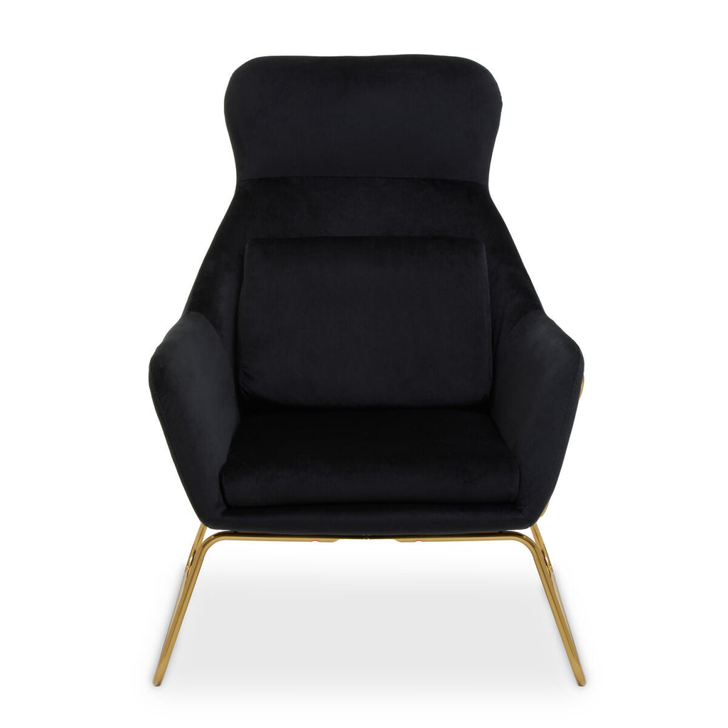 Orsina Stockholm Black Velvet Armchair | Modern Gold Metal Accent Chair