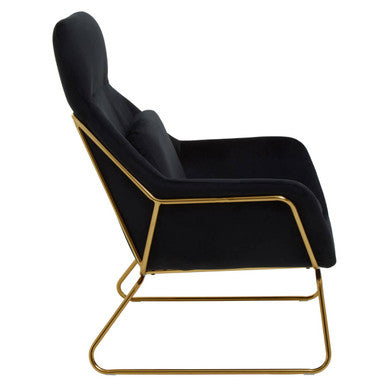 Orsina Stockholm Black Velvet Armchair | Modern Gold Metal Accent Chair
