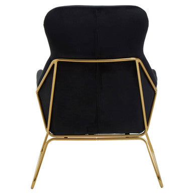 Orsina Stockholm Black Velvet Armchair | Modern Gold Metal Accent Chair