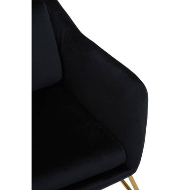 Orsina Stockholm Black Velvet Armchair | Modern Gold Metal Accent Chair