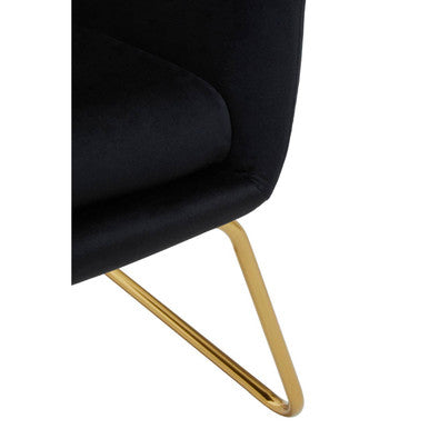 Orsina Stockholm Black Velvet Armchair | Modern Gold Metal Accent Chair
