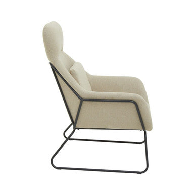 Orsina Stockholm Natural Accent Chair | Black Metal Frame & Headrest