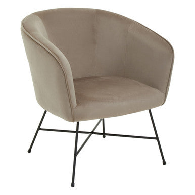 Orsina Stockholm Curved Accent Chair – Mink Velvet & Black Metal
