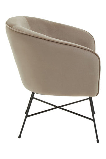 Orsina Stockholm Curved Accent Chair – Mink Velvet & Black Metal
