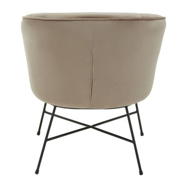 Orsina Stockholm Curved Accent Chair – Mink Velvet & Black Metal