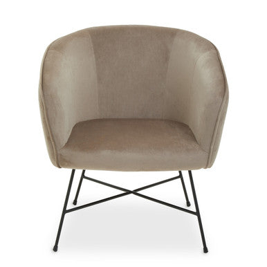 Orsina Stockholm Curved Accent Chair – Mink Velvet & Black Metal