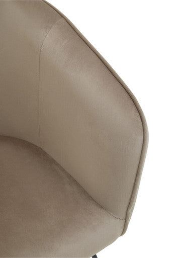 Orsina Stockholm Curved Accent Chair – Mink Velvet & Black Metal