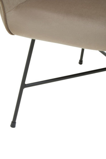 Orsina Stockholm Curved Accent Chair – Mink Velvet & Black Metal