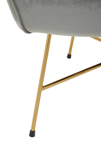Orsina Stockholm Grey Velvet Curved Accent Chair with Gold Frame