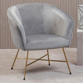 Orsina Stockholm Grey Velvet Curved Accent Chair with Gold Frame