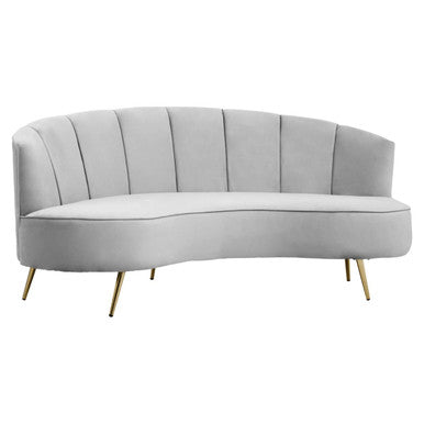 Orsina Hasna 3 Seater Grey Velvet Sofa | Modern Couch with Gold Legs