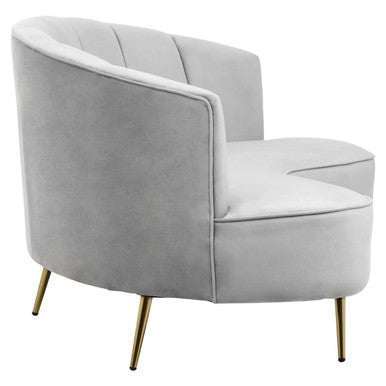 Orsina Hasna 3 Seater Grey Velvet Sofa | Modern Couch with Gold Legs