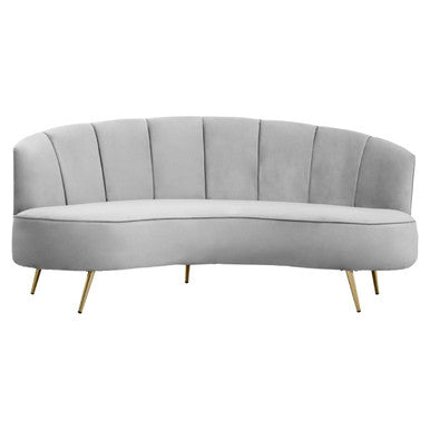 Orsina Hasna 3 Seater Grey Velvet Sofa | Modern Couch with Gold Legs