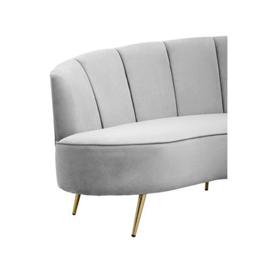 Orsina Hasna 3 Seater Grey Velvet Sofa | Modern Couch with Gold Legs