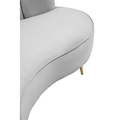 Orsina Hasna 3 Seater Grey Velvet Sofa | Modern Couch with Gold Legs