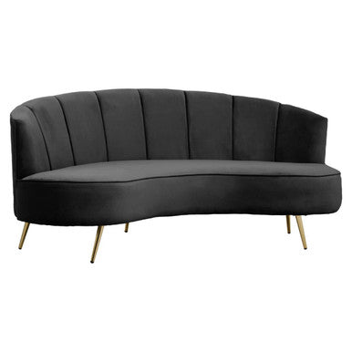 Orsina Hasna 3-Seater Black Velvet Sofa with Gold Legs | Modern Couch