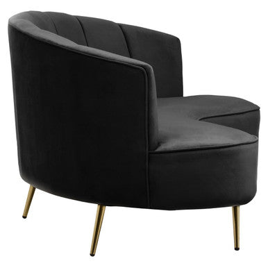 Orsina Hasna 3-Seater Black Velvet Sofa with Gold Legs | Modern Couch