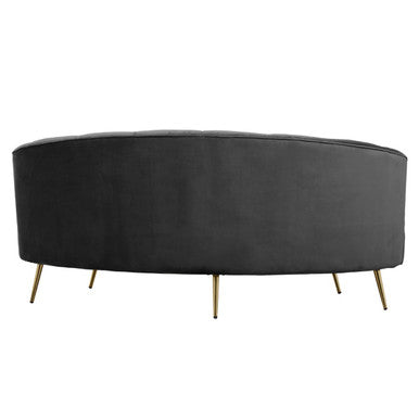Orsina Hasna 3-Seater Black Velvet Sofa with Gold Legs | Modern Couch