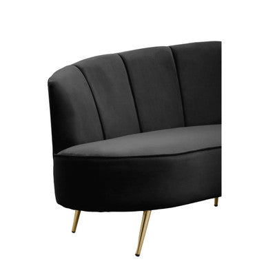 Orsina Hasna 3-Seater Black Velvet Sofa with Gold Legs | Modern Couch