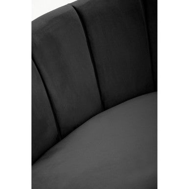 Orsina Hasna 3-Seater Black Velvet Sofa with Gold Legs | Modern Couch