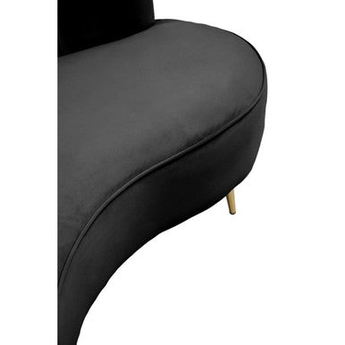 Orsina Hasna 3-Seater Black Velvet Sofa with Gold Legs | Modern Couch