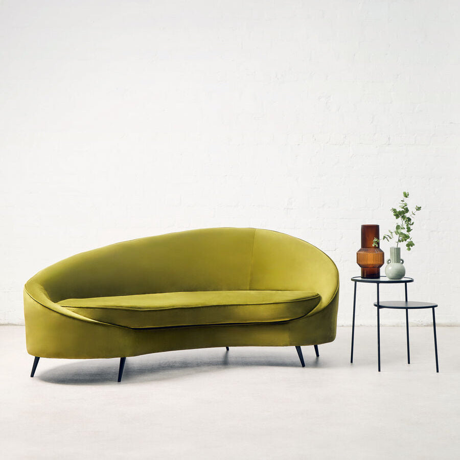 Orsina Hasina 3-Seater Olive Velvet Sofa – Modern Living Room Seating