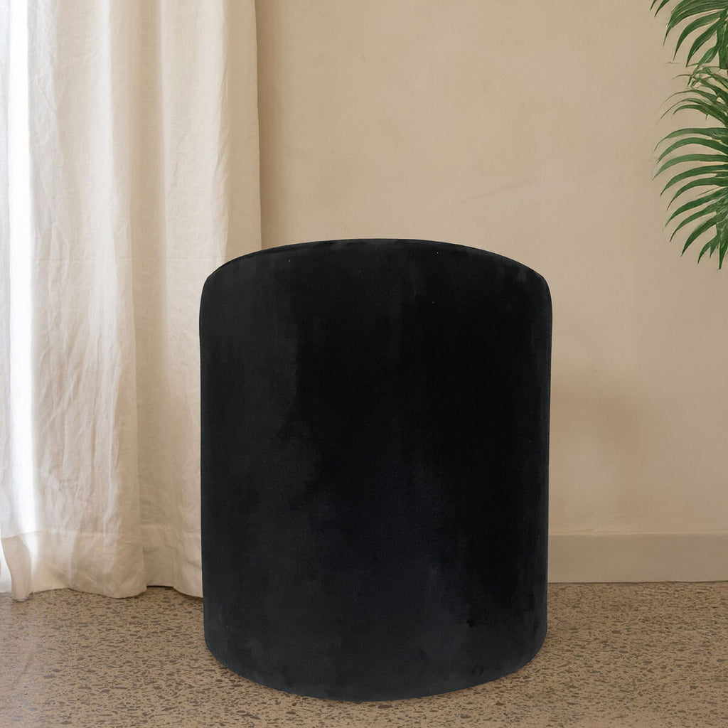 Orsina Haley Black Velvet Pouffe – Modern Footrest and Accent Seating