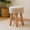 Orsina Lentigo White Cotton Rope Stool – Modern Woven Round Accent Seat