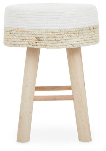 Orsina Lentigo Round Accent Stool – Handcrafted Natural and White Rope