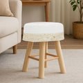 Orsina Lentigo Round Accent Stool – Handcrafted Natural and White Rope