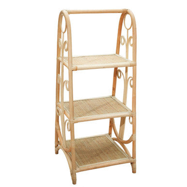 Orsina Mataram Three Tier Rattan Square Shelf Unit – Natural Storage