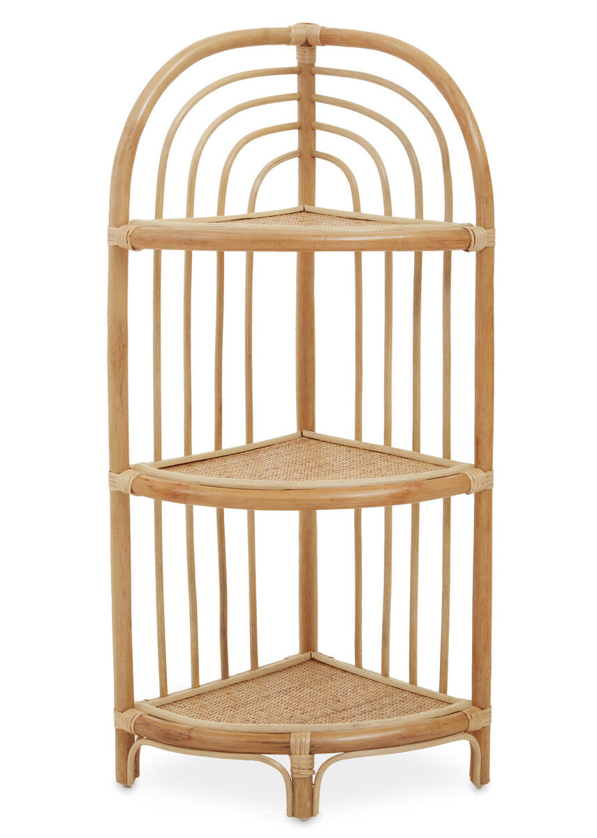 Orsina Mataram Natural Rattan Corner Shelf – 3-Tier Display Unit