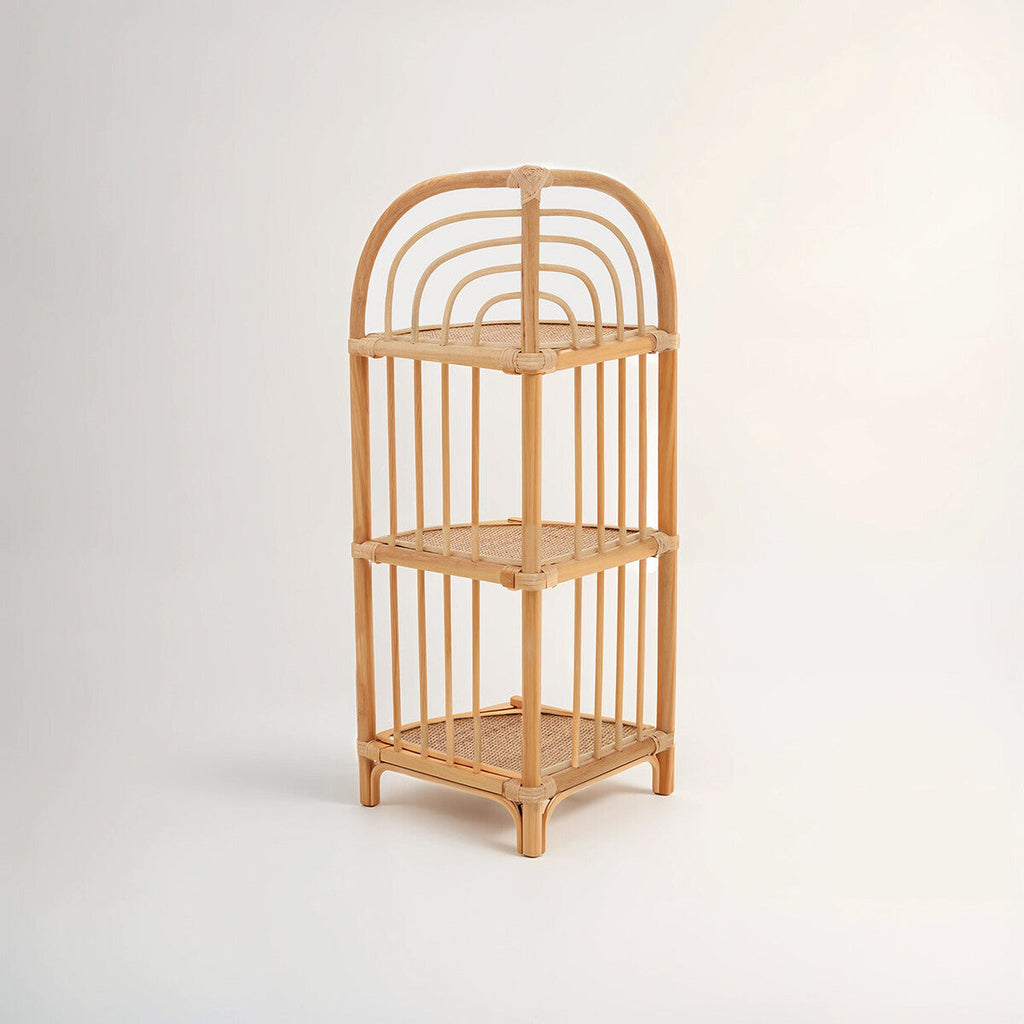 Orsina Mataram Natural Rattan Corner Shelf – 3-Tier Display Unit