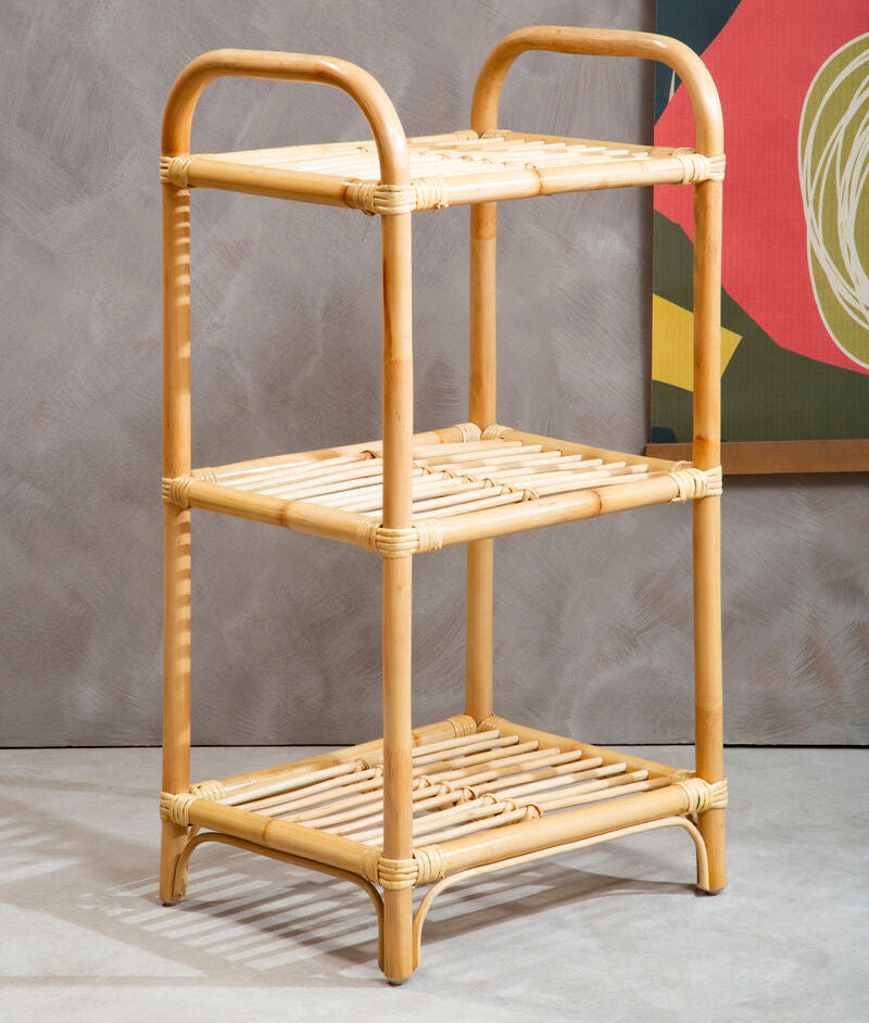 Orsina Mataram 3 Tier Natural Rattan Shelf Unit – Boho Storage Display