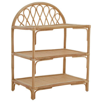Orsina Mataram Three Tier Natural Rattan Shelf Unit | Boho Display Rack