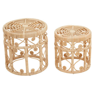 Orsina Mataram Natural Rattan Nesting Side Tables - Set of 2