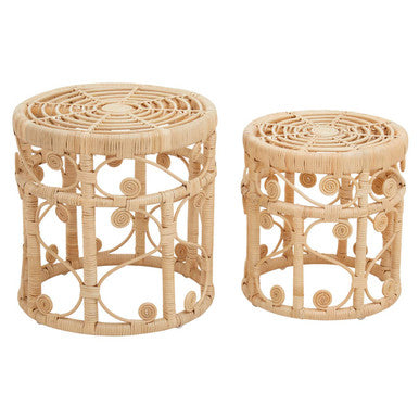 Orsina Mataram Natural Rattan Nesting Side Tables - Set of 2