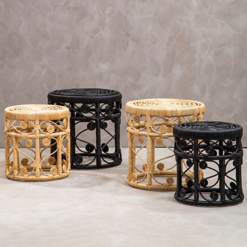 Orsina Mataram Natural Rattan Nesting Side Tables - Set of 2